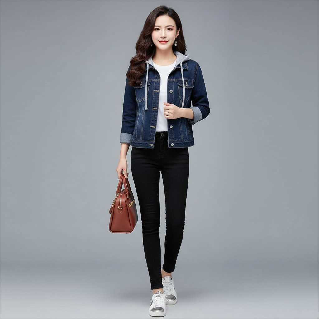 Denim Jacket with Removable Hood | Women's Jacket