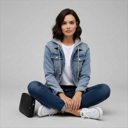 Denim Jacket with Removable Hood | Women's Jacket