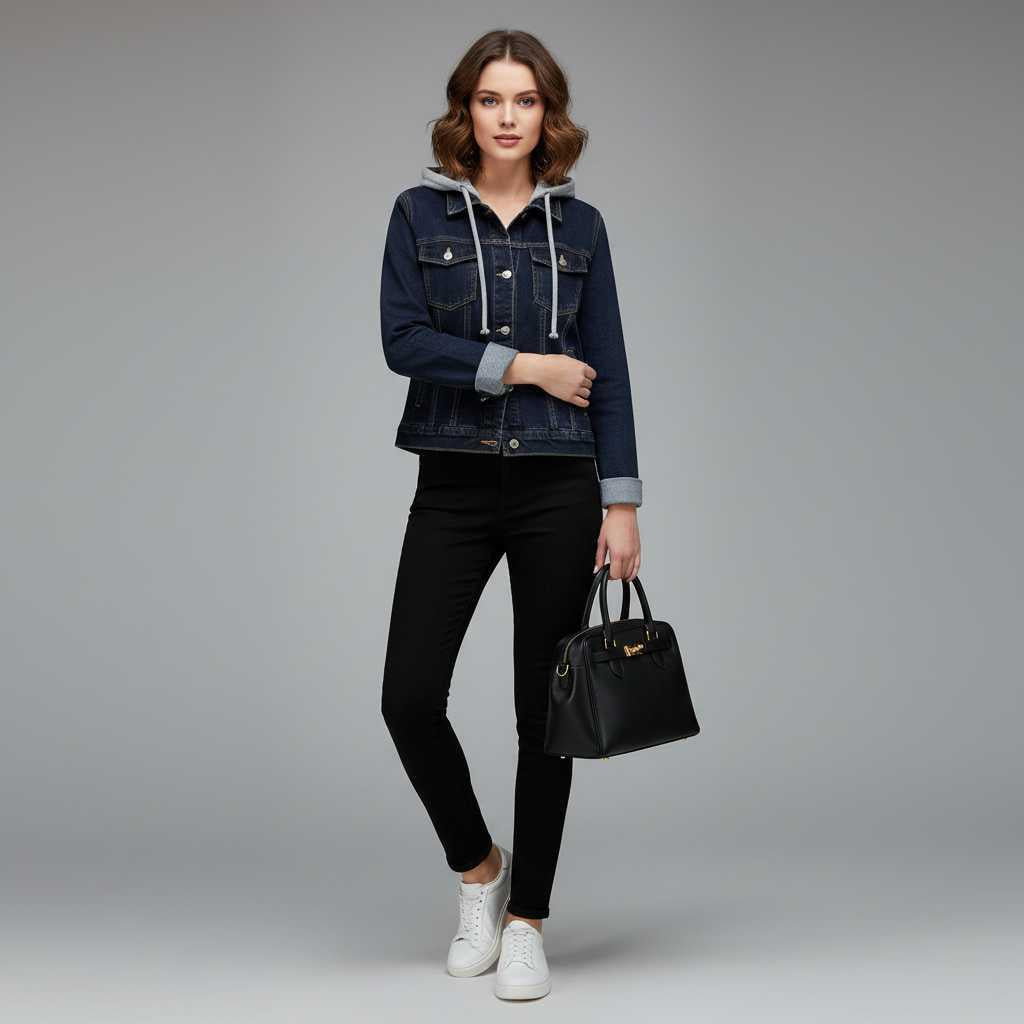 Denim Jacket with Removable Hood | Women's Jacket
