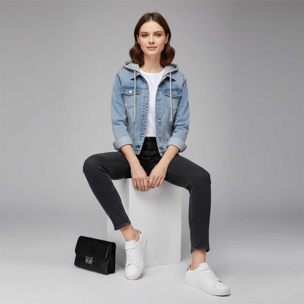 Denim Jacket with Removable Hood | Women's Jacket