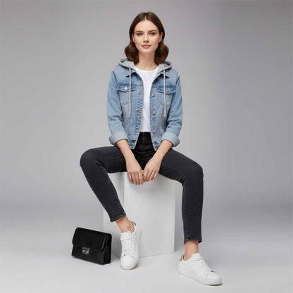 Denim Jacket with Removable Hood | Women's Jacket