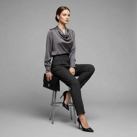 Elegant Black Pants | Women's High Waist Suit Trousers